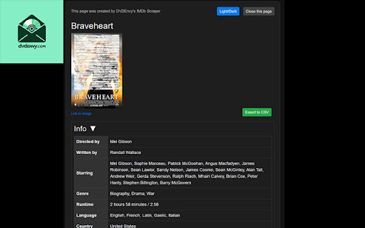 DVDEnvys IMDb Scraper from Chrome web store to be run with OffiDocs Chromium online DVDEnvys IMDb Scraper from Chrome web store to be run with OffiDocs Chromium online