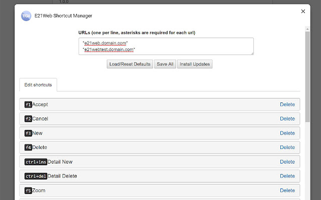 E21Web Shortcut Manager from Chrome web store to be run with OffiDocs Chromium online E21Web Shortcut Manager from Chrome web store to be run with OffiDocs Chromium online