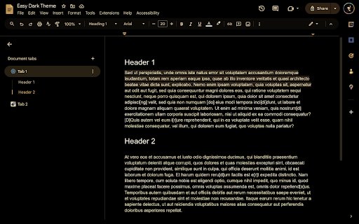 Easy Google Docs Dark Themes from Chrome web store to be run with OffiDocs Chromium online Easy Google Docs Dark Themes from Chrome web store to be run with OffiDocs Chromium online