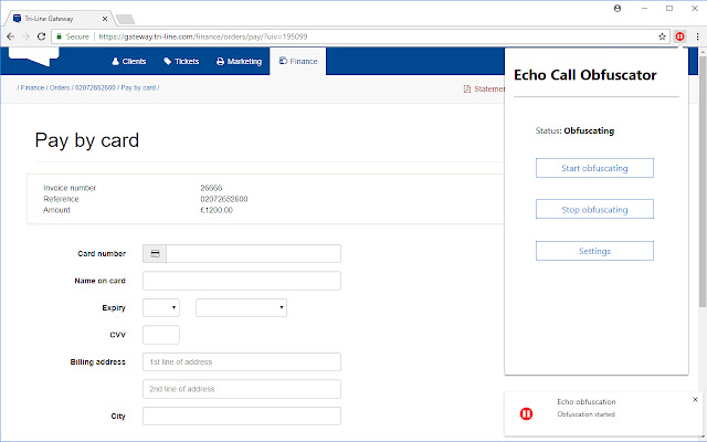 Echo Obfuscator from Chrome web store to be run with OffiDocs Chromium online Echo Obfuscator from Chrome web store to be run with OffiDocs Chromium online