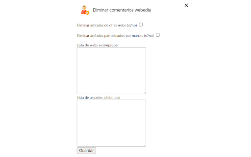 Eliminar comentarios webedia from Chrome web store to be run with OffiDocs Chromium online Eliminar comentarios webedia from Chrome web store to be run with OffiDocs Chromium online