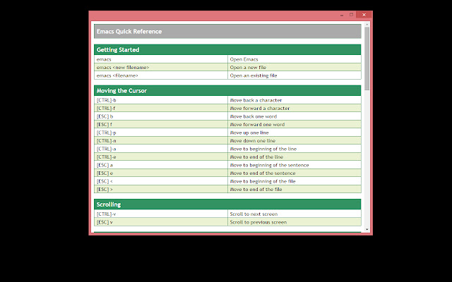 Emacs Quick Reference from Chrome web store to be run with OffiDocs Chromium online Emacs Quick Reference from Chrome web store to be run with OffiDocs Chromium online