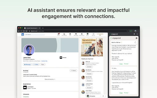 Engage.Bot LinkedIn Messaging AI Assistant from Chrome web store to be run with OffiDocs Chromium online Engage.Bot LinkedIn Messaging AI Assistant from Chrome web store to be run with OffiDocs Chromium online