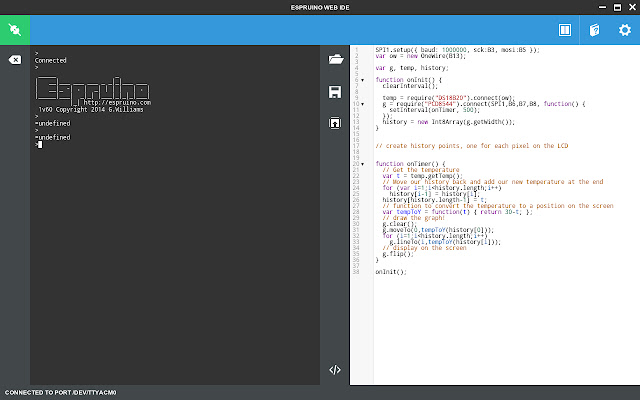 Espruino Web IDE from Chrome web store to be run with OffiDocs Chromium online Espruino Web IDE from Chrome web store to be run with OffiDocs Chromium online
