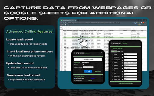 ET Sniper Click2Dial from Chrome web store to be run with OffiDocs Chromium online ET Sniper Click2Dial from Chrome web store to be run with OffiDocs Chromium online