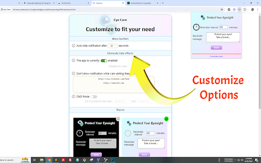 Eye Care Reminder from Chrome web store to be run with OffiDocs Chromium online Eye Care Reminder from Chrome web store to be run with OffiDocs Chromium online