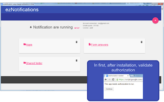 ezNotifications for Google Drive™ from Chrome web store to be run with OffiDocs Chromium online ezNotifications for Google Drive™ from Chrome web store to be run with OffiDocs Chromium online