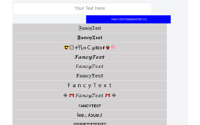 Fancy Text Generator from Chrome web store to be run with OffiDocs Chromium online Fancy Text Generator from Chrome web store to be run with OffiDocs Chromium online