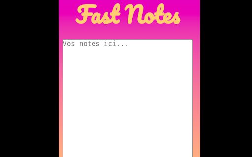 Fast Notes from Chrome web store to be run with OffiDocs Chromium online Fast Notes from Chrome web store to be run with OffiDocs Chromium online