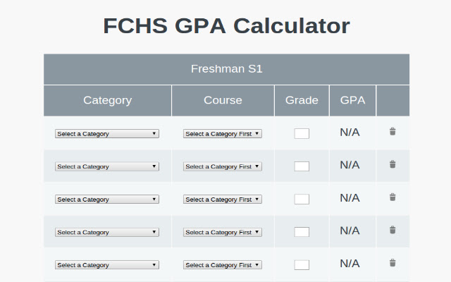 FCHS GPA Calculator from Chrome web store to be run with OffiDocs Chromium online FCHS GPA Calculator from Chrome web store to be run with OffiDocs Chromium online