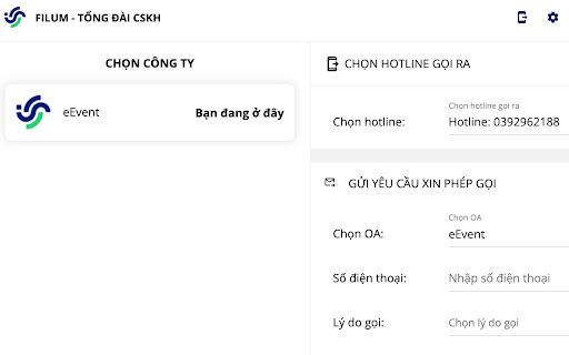 Filum Tổng đài CSKH from Chrome web store to be run with OffiDocs Chromium online Filum Tổng đài CSKH from Chrome web store to be run with OffiDocs Chromium online