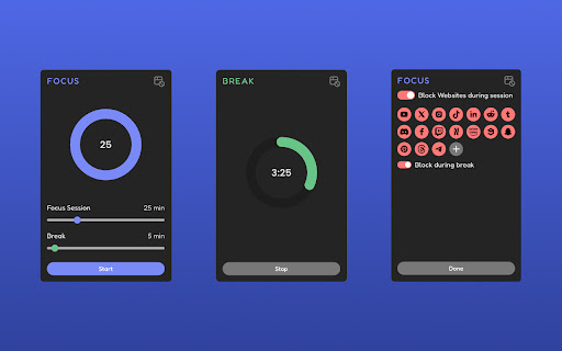 Focus: Pomodoro Timer, Website Blocker from Chrome web store to be run with OffiDocs Chromium online Focus: Pomodoro Timer, Website Blocker from Chrome web store to be run with OffiDocs Chromium online