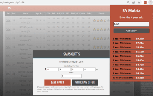Free Agency Matrix from Chrome web store to be run with OffiDocs Chromium online Free Agency Matrix from Chrome web store to be run with OffiDocs Chromium online