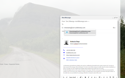 Free Email Blockchain Timestamping for GMail from Chrome web store to be run with OffiDocs Chromium online Free Email Blockchain Timestamping for GMail from Chrome web store to be run with OffiDocs Chromium online