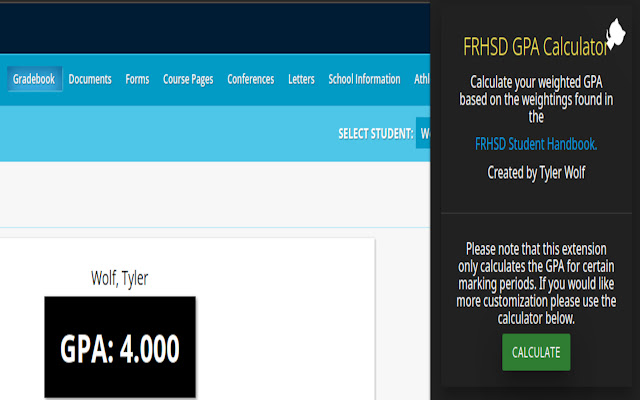 FRHSD GPA Calculator from Chrome web store to be run with OffiDocs Chromium online FRHSD GPA Calculator from Chrome web store to be run with OffiDocs Chromium online