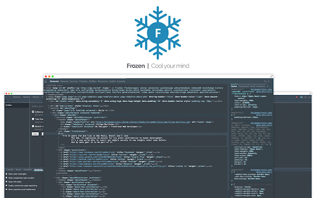 Frozen A Chrome Devtools Theme from Chrome web store to be run with OffiDocs Chromium online Frozen A Chrome Devtools Theme from Chrome web store to be run with OffiDocs Chromium online