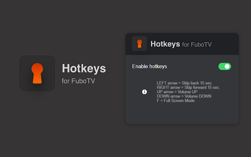FuboTV Hotkeys: keyboard shortcuts from Chrome web store to be run with OffiDocs Chromium online FuboTV Hotkeys: keyboard shortcuts from Chrome web store to be run with OffiDocs Chromium online