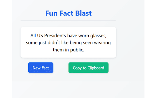 Fun Fact Blast from Chrome web store to be run with OffiDocs Chromium online Fun Fact Blast from Chrome web store to be run with OffiDocs Chromium online