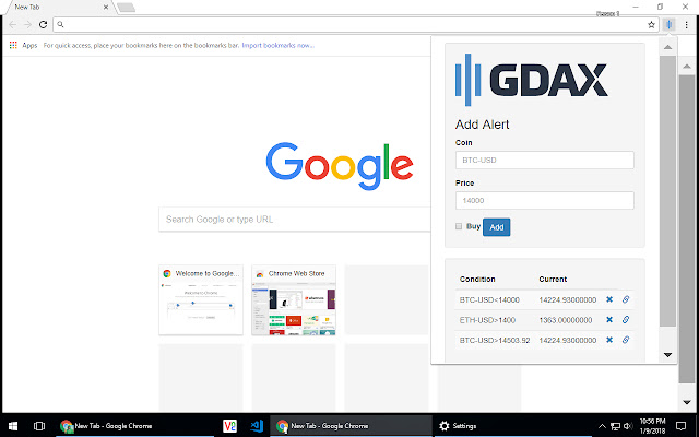 GDAX Alerts from Chrome web store to be run with OffiDocs Chromium online GDAX Alerts from Chrome web store to be run with OffiDocs Chromium online