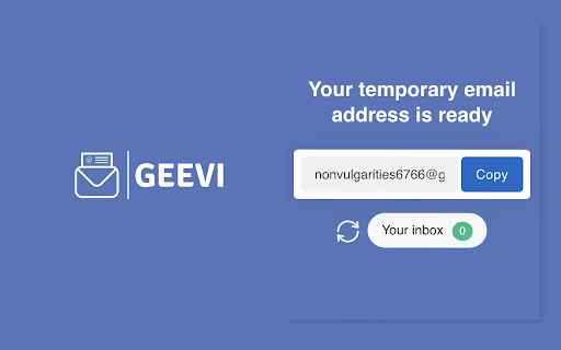 Geevi – Temp Email from Chrome web store to be run with OffiDocs Chromium online Geevi – Temp Email from Chrome web store to be run with OffiDocs Chromium online