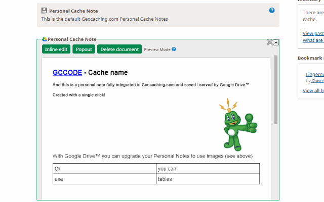 Geocaching.com Google Drive™ Notes from Chrome web store to be run with OffiDocs Chromium online Geocaching.com Google Drive™ Notes from Chrome web store to be run with OffiDocs Chromium online