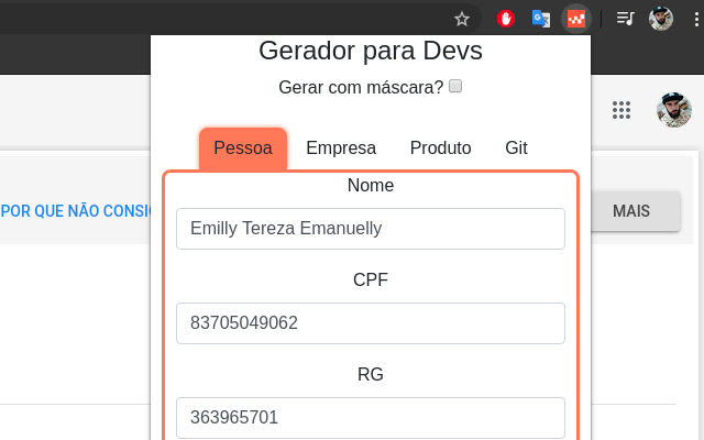 Gerador de Cadastros from Chrome web store to be run with OffiDocs Chromium online Gerador de Cadastros from Chrome web store to be run with OffiDocs Chromium online