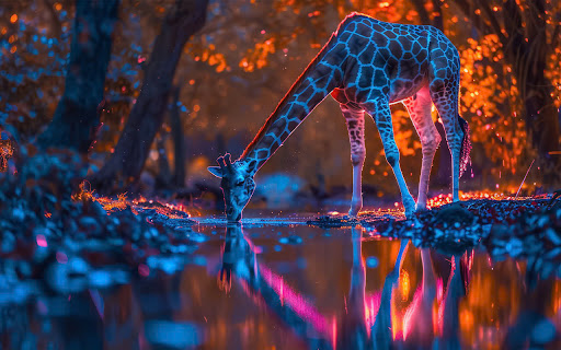 Giraffe in the forest with purple neon light from Chrome web store to be run with OffiDocs Chromium online Giraffe in the forest with purple neon light from Chrome web store to be run with OffiDocs Chromium online