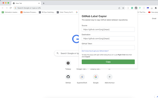 GitHub Label Copier from Chrome web store to be run with OffiDocs Chromium online GitHub Label Copier from Chrome web store to be run with OffiDocs Chromium online