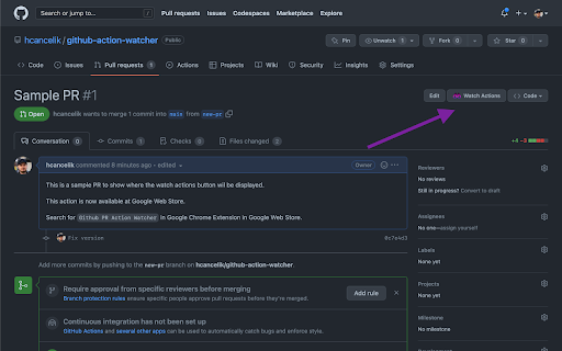 Github PR Action Watcher from Chrome web store to be run with OffiDocs Chromium online Github PR Action Watcher from Chrome web store to be run with OffiDocs Chromium online