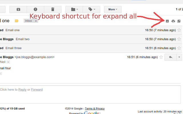 Gmail Expand all keyboard shortcut from Chrome web store to be run with OffiDocs Chromium online Gmail Expand all keyboard shortcut from Chrome web store to be run with OffiDocs Chromium online