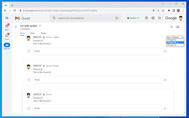 Google Chat Thread Switcher from Chrome web store to be run with OffiDocs Chromium online Google Chat Thread Switcher from Chrome web store to be run with OffiDocs Chromium online