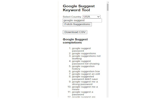 Google Suggest Keyword Tool from Chrome web store to be run with OffiDocs Chromium online Google Suggest Keyword Tool from Chrome web store to be run with OffiDocs Chromium online