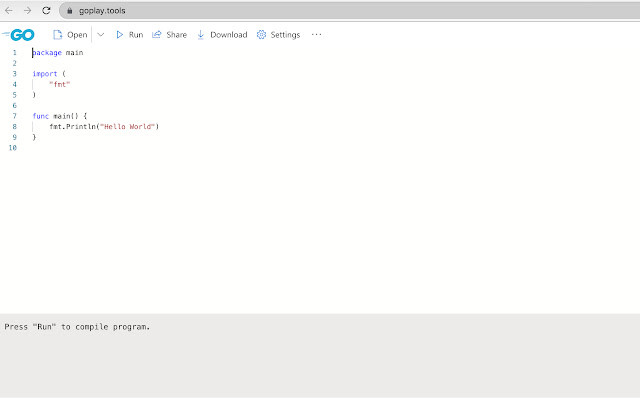 Go Playground from Chrome web store to be run with OffiDocs Chromium online Go Playground from Chrome web store to be run with OffiDocs Chromium online