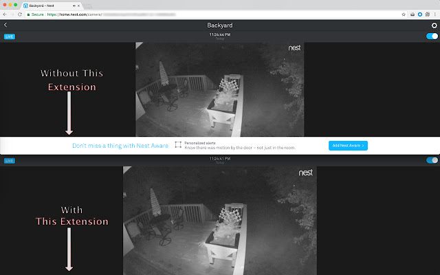 Hide Nest Aware Ad from Chrome web store to be run with OffiDocs Chromium online Hide Nest Aware Ad from Chrome web store to be run with OffiDocs Chromium online