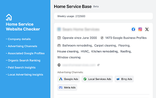 Home Service Base – Website Checker from Chrome web store to be run with OffiDocs Chromium online Home Service Base – Website Checker from Chrome web store to be run with OffiDocs Chromium online