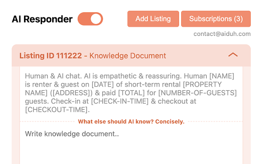 HostAway AI responder from Chrome web store to be run with OffiDocs Chromium online HostAway AI responder from Chrome web store to be run with OffiDocs Chromium online