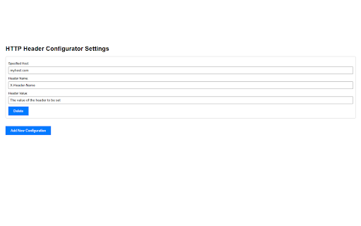 HTTP Header Configurator from Chrome web store to be run with OffiDocs Chromium online HTTP Header Configurator from Chrome web store to be run with OffiDocs Chromium online