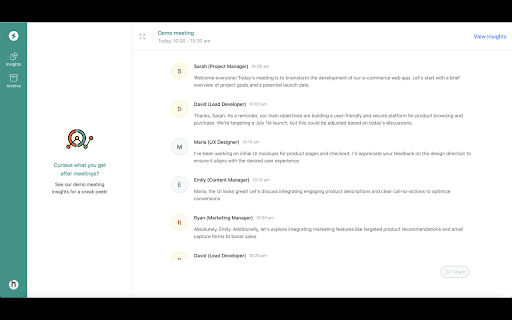 Huddlenow Insights from Chrome web store to be run with OffiDocs Chromium online Huddlenow Insights from Chrome web store to be run with OffiDocs Chromium online