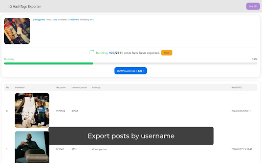 IG HashTag Export Tool from Chrome web store to be run with OffiDocs Chromium online IG HashTag Export Tool from Chrome web store to be run with OffiDocs Chromium online