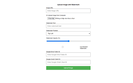 Image Uploader with Watermark from Chrome web store to be run with OffiDocs Chromium online Image Uploader with Watermark from Chrome web store to be run with OffiDocs Chromium online