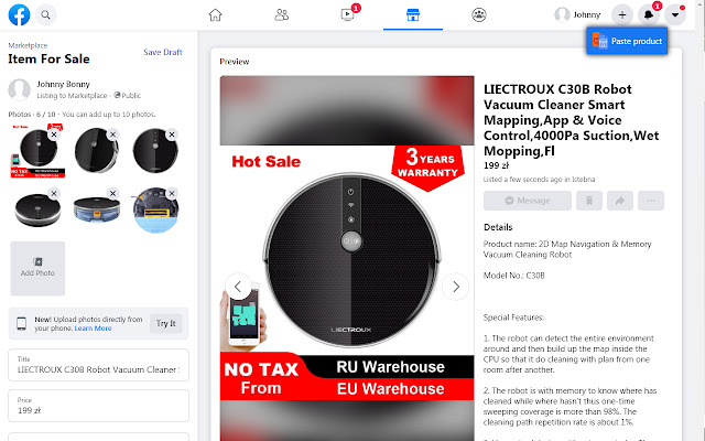 Import Aliexpress product to Facebook from Chrome web store to be run with OffiDocs Chromium online Import Aliexpress product to Facebook from Chrome web store to be run with OffiDocs Chromium online