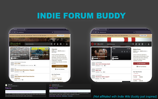 Indie Forum Buddy from Chrome web store to be run with OffiDocs Chromium online Indie Forum Buddy from Chrome web store to be run with OffiDocs Chromium online