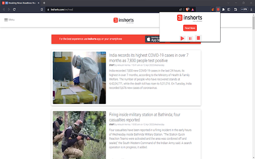 Inshorts News Reader (Unofficial) from Chrome web store to be run with OffiDocs Chromium online Inshorts News Reader (Unofficial) from Chrome web store to be run with OffiDocs Chromium online