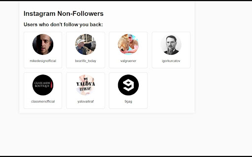 Instagram Non Followers from Chrome web store to be run with OffiDocs Chromium online Instagram Non Followers from Chrome web store to be run with OffiDocs Chromium online