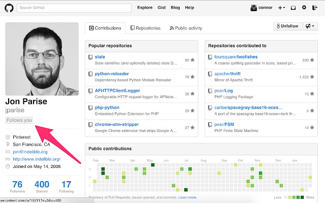 Is Following Me on Github? from Chrome web store to be run with OffiDocs Chromium online Is Following Me on Github? from Chrome web store to be run with OffiDocs Chromium online