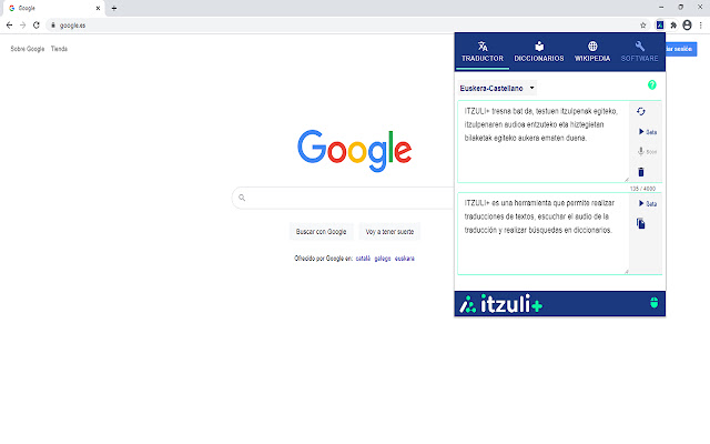 Itzuli+ from Chrome web store to be run with OffiDocs Chromium online Itzuli+ from Chrome web store to be run with OffiDocs Chromium online