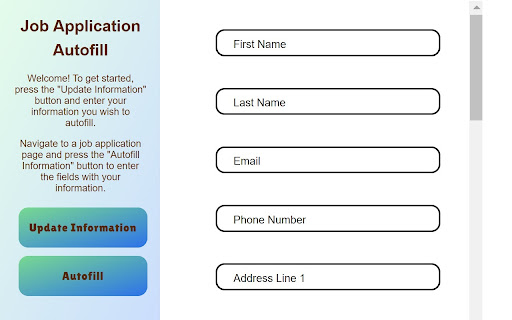 Job Connections Project Job Application Autofill Tool from Chrome web store to be run with OffiDocs Chromium online Job Connections Project Job Application Autofill Tool from Chrome web store to be run with OffiDocs Chromium online