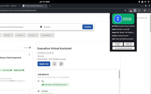JobInfoClip (OLJ, Indeed, Upwork) from Chrome web store to be run with OffiDocs Chromium online JobInfoClip (OLJ, Indeed, Upwork) from Chrome web store to be run with OffiDocs Chromium online