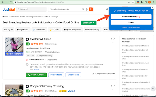 Justdial Data Scraper from Chrome web store to be run with OffiDocs Chromium online Justdial Data Scraper from Chrome web store to be run with OffiDocs Chromium online