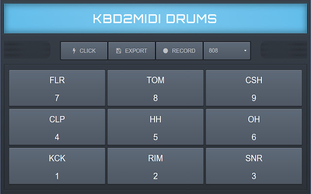 KBD To MIDI Drums from Chrome web store to be run with OffiDocs Chromium online KBD To MIDI Drums from Chrome web store to be run with OffiDocs Chromium online